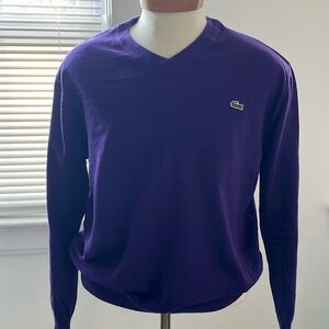 Purple Lacoste V-neck sweater size large